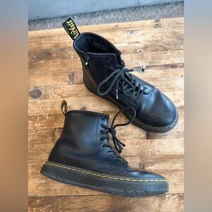 Dr. Martens 1460 Youth Side Zip Boots Black Leather - Size US 4Y / W 5 EUC